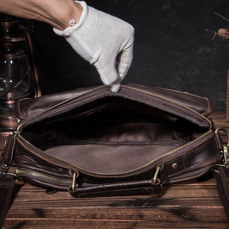 Vintage Γνήσιο Δέρμα Μεγάλη Τσάντα Messenger